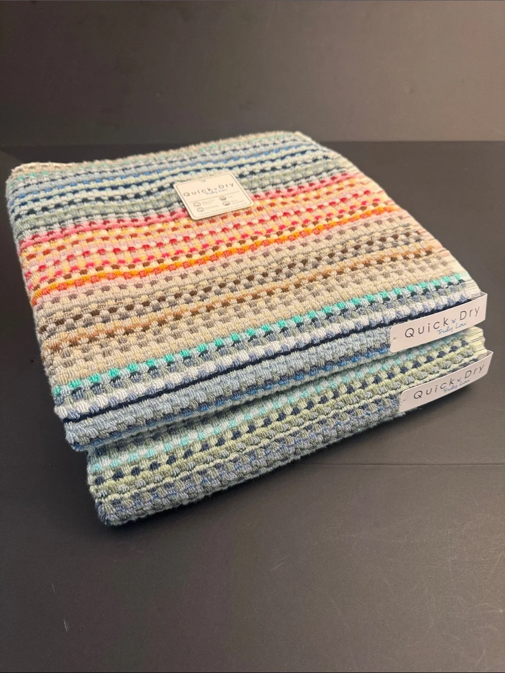 2pc TRULY LOU Quick Dry Zero Twist Cotton Bath Towel Set -Multi